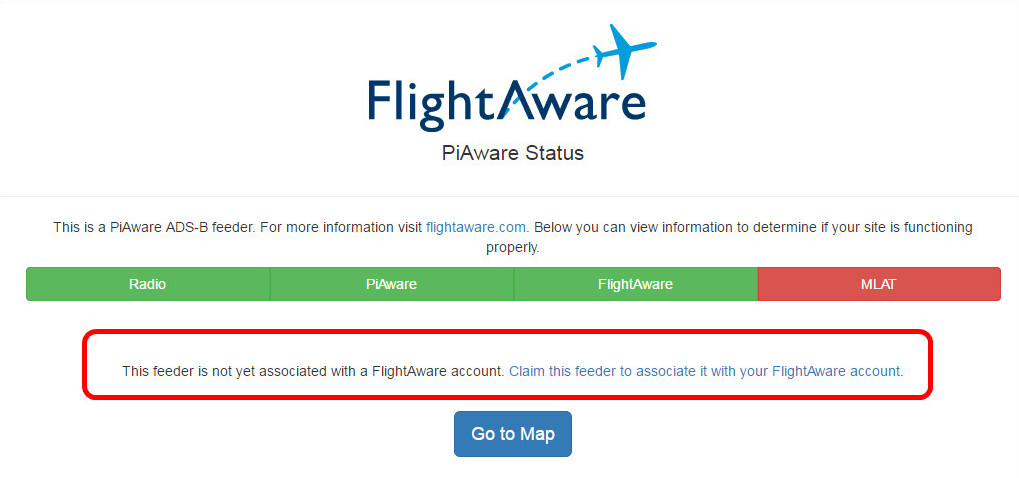 FlightAware PiAware: Claim PiAware via Status